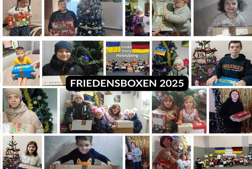 221 Friedensboxen und weitere Sachspenden für Kinder in der Ukraine